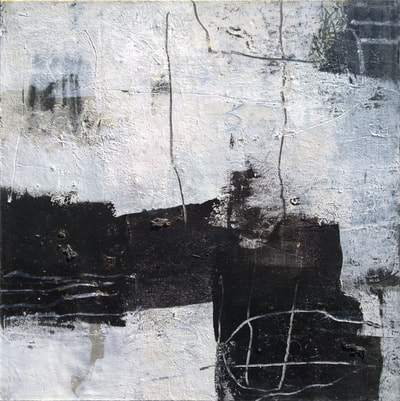 Madeline Garrett concrete urban inspired abstract painting black and white
