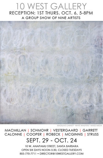 white abstract painting by Madeline Garrett at 10 West Gallery