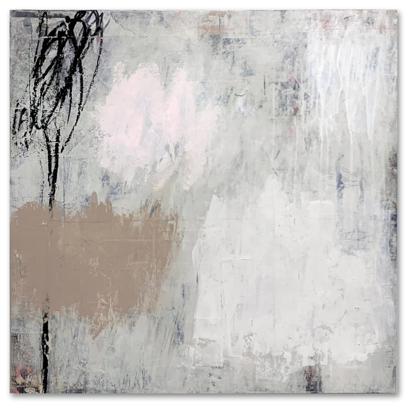 Madeline Garrett urban inspired abstract painting wall neutral colors white tan pink black tumbleweed concrete collage